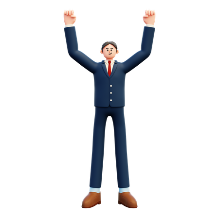 Businessman Celebrating Success  3D Illustration