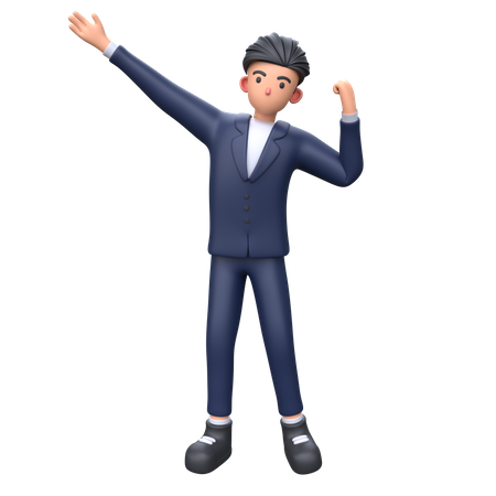 Businessman celebrating victory  3D Icon