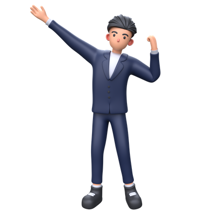Businessman celebrating victory  3D Illustration