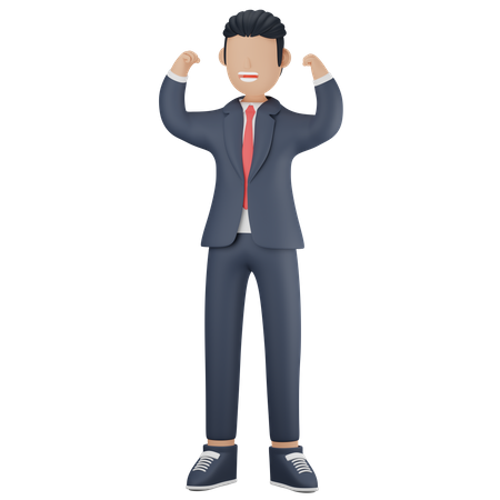 Businessman celebrating win  3D Icon