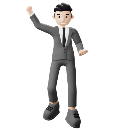 Businessman celebrating win  3D Icon