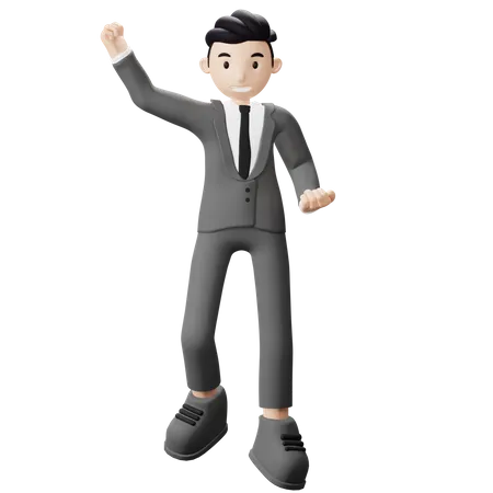 Businessman celebrating win  3D Illustration