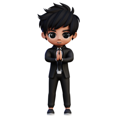 Businessman Character Apologize  3D Illustration