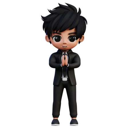 Businessman Character Apologize  3D Illustration