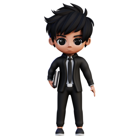 Businessman Character Bring A Book  3D Icon