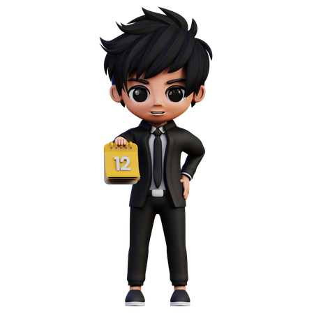 Businessman Character Bring A Calendar  3D Illustration