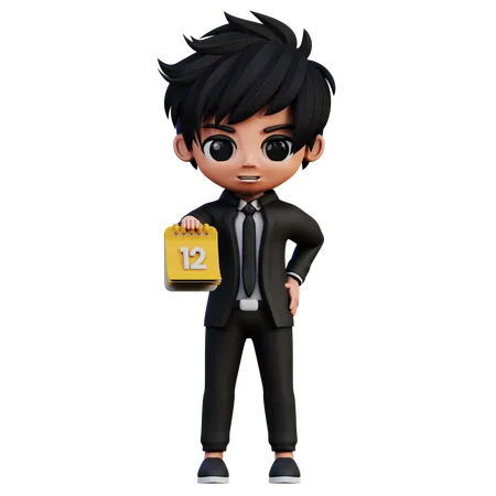 Businessman Character Bring A Calendar  3D Illustration