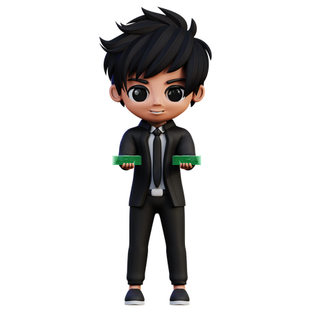 Businessman Character Bring A Money  3D Illustration