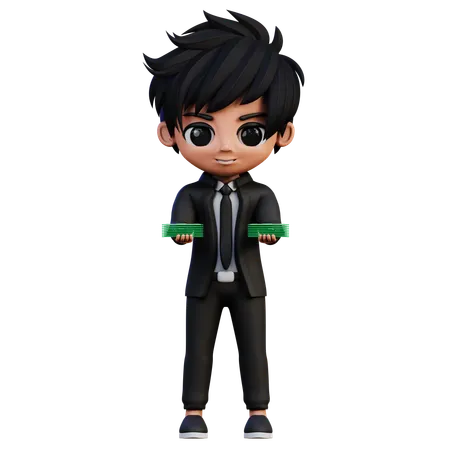 Businessman Character Bring A Money  3D Illustration