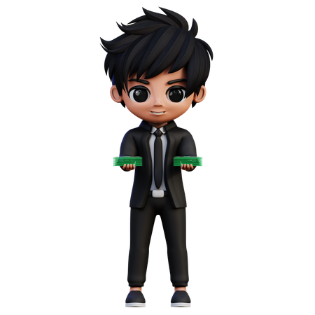 Businessman Character Bring A Money  3D Icon