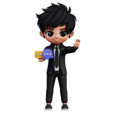 Businessman Character Chat  3D Icon