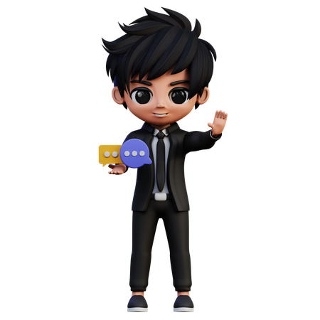 Businessman Character Chat  3D Illustration