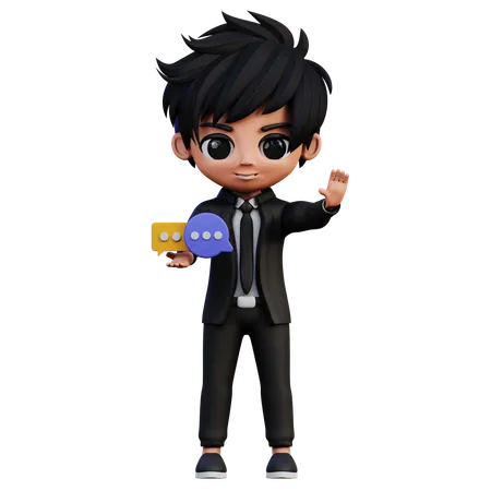 Businessman Character Chat  3D Illustration