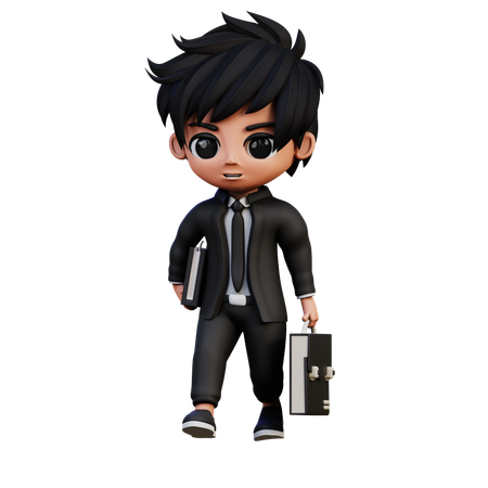 Businessman Character Goes Work  3D Illustration