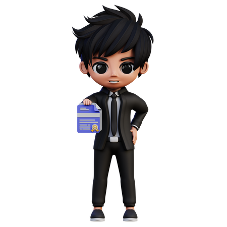 Businessman Character Hold Quality Document  3D Icon