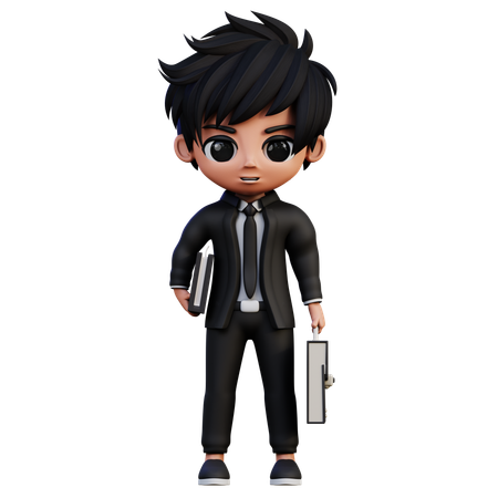 Businessman Character Holding Briefcase  3D Illustration