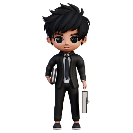 Businessman Character Holding Briefcase  3D Illustration