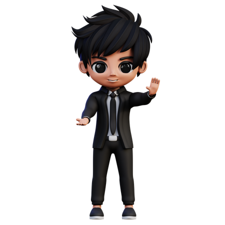 Businessman Character Invite Something  3D Illustration