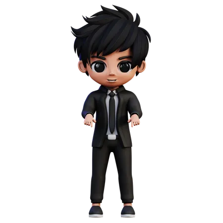 Businessman Character Pointing Down  3D Illustration