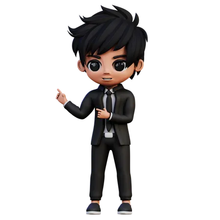 Businessman Character Pointing Fingers  3D Illustration