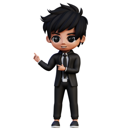 Businessman Character Pointing Fingers  3D Illustration