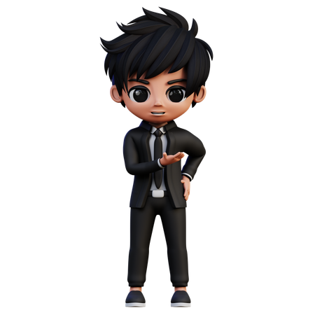 Businessman Character Pointing Hands  3D Illustration