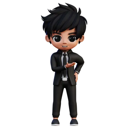 Businessman Character Pointing Hands  3D Illustration