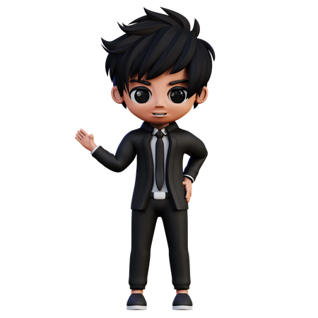 Businessman Character Presenting  3D Illustration