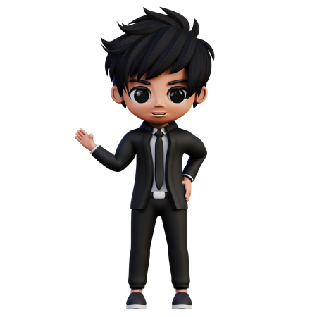 Businessman Character Presenting  3D Illustration