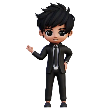 Businessman Character Presenting  3D Illustration