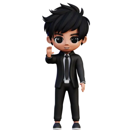 Businessman Character Say Hi  3D Illustration