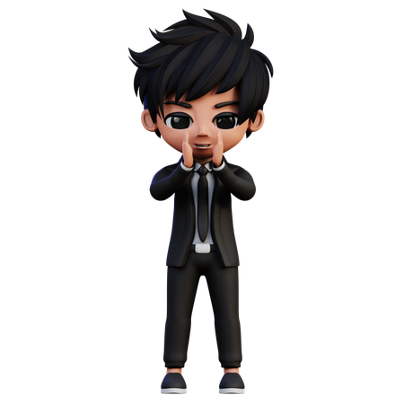 Businessman Character Shout  3D Illustration