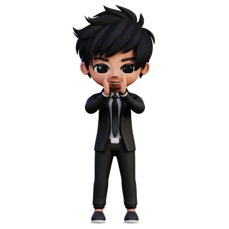 Businessman Character Shout  3D Illustration