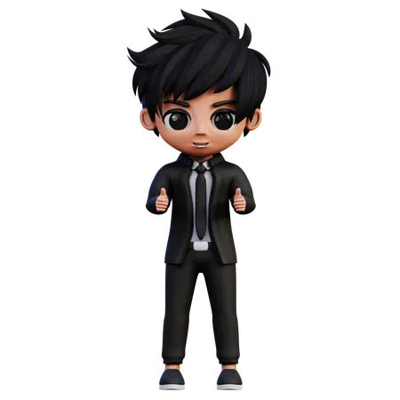 Businessman Character Showing Thumbs Up  3D Illustration