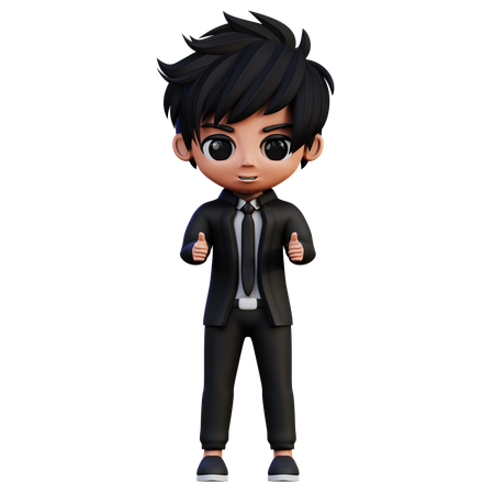 Businessman Character Showing Thumbs Up  3D Illustration