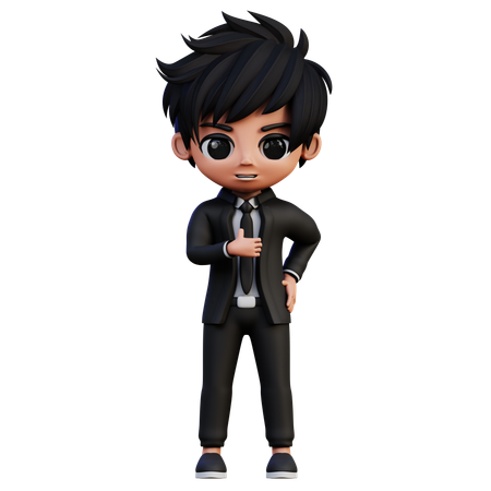 Businessman Character Showing Thumbs Up Gesture  3D Illustration