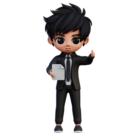 Businessman Character Signing Great  3D Illustration