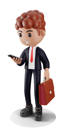 Businessman chatting on phone  3D Illustration