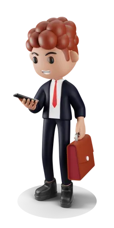 Businessman chatting on phone  3D Illustration