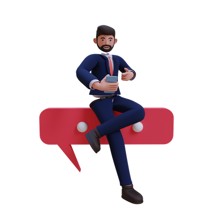 Businessman chatting on phone  3D Illustration