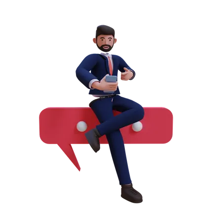 Businessman chatting on phone  3D Illustration