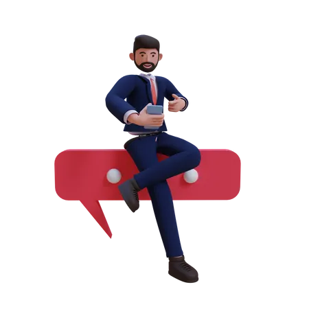 Businessman chatting on phone 3D Illustration
