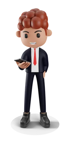 Businessman chatting on phone 3D Illustration