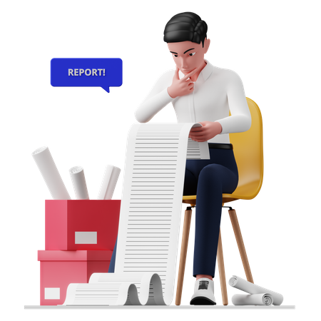 Businessman checking Financial report  3D Illustration