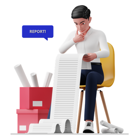 Businessman checking Financial report  3D Illustration