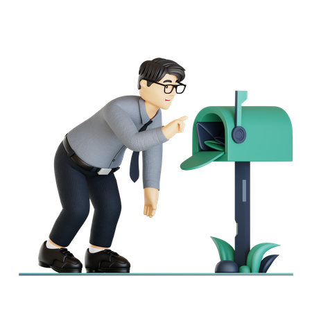 Businessman checking mail box  3D Illustration