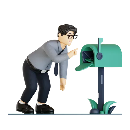 Businessman checking mail box  3D Illustration