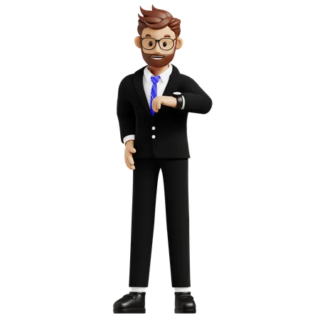 Businessman Checking Time In Watch  3D Illustration