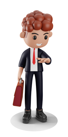 Businessman checking time on watch  3D Illustration