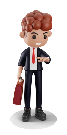 Businessman checking time on watch  3D Illustration